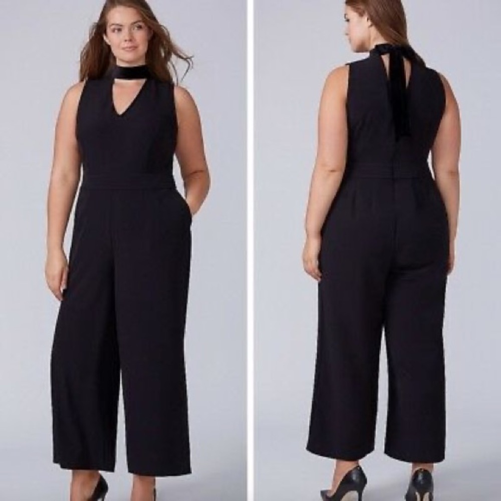 choker tie sleeveless wide leg jumpsuit